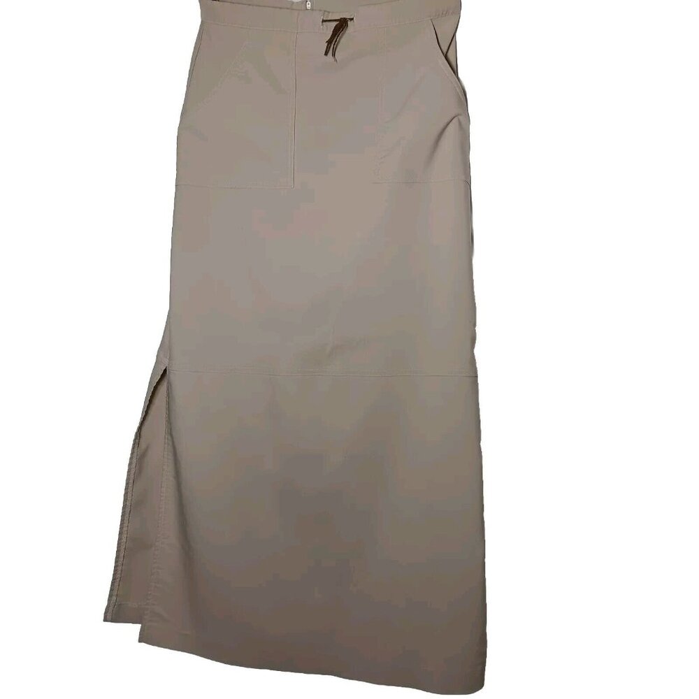 First Option Skirt Size 8 Long Beige Tan Stretch Long Minimalist Natural Slim